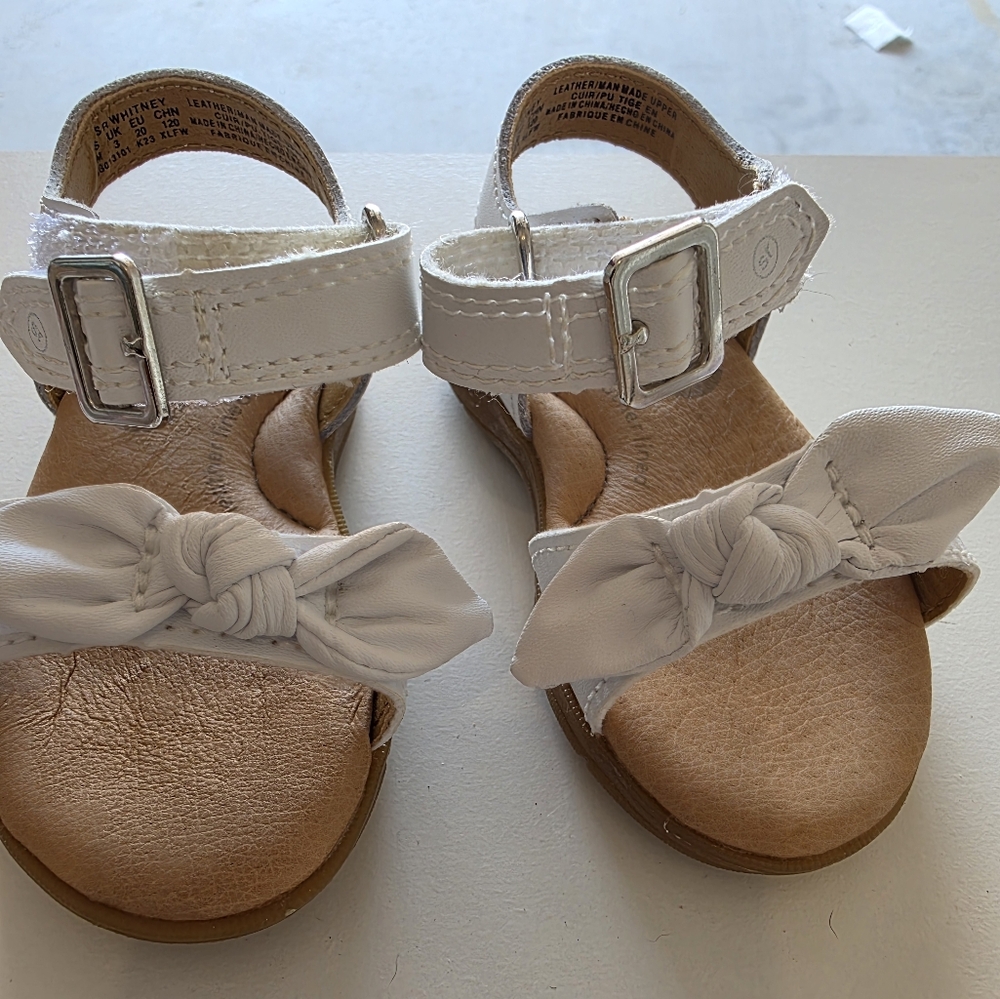 Stride Rite White Kids Sandals with Bow